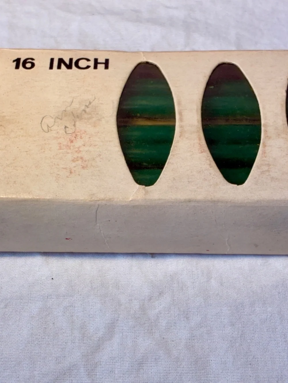 Vintage Crystal Flower Tapers 16 Inch Green Candles - One Dozen